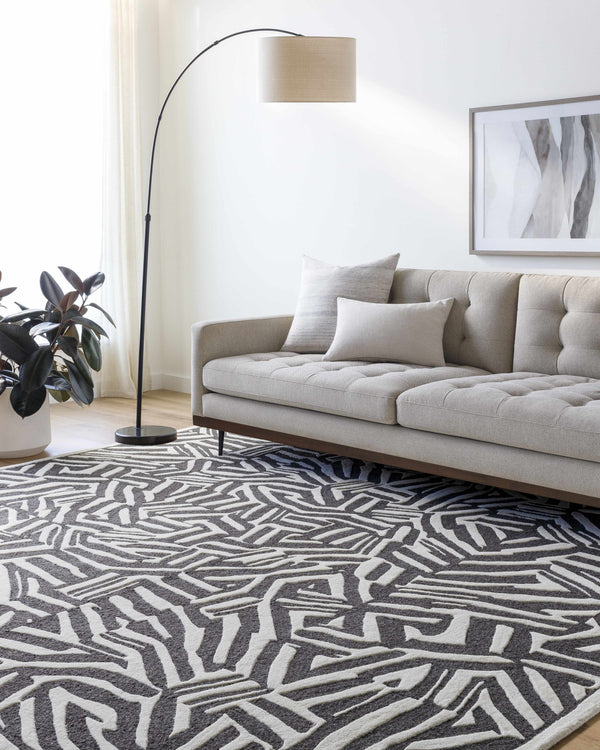 Avian Black Wool Area Rug