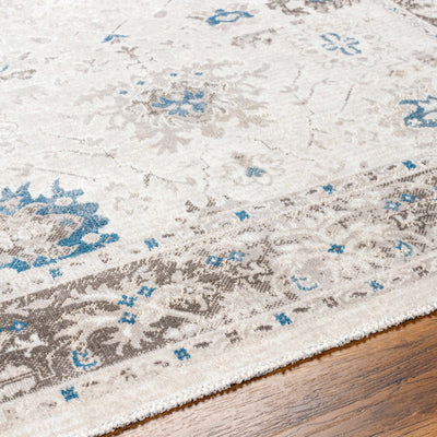 Arwel Cream & Blue Washable Area Rug - Clearance