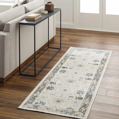 Arwel Cream & Blue Washable Area Rug - Clearance