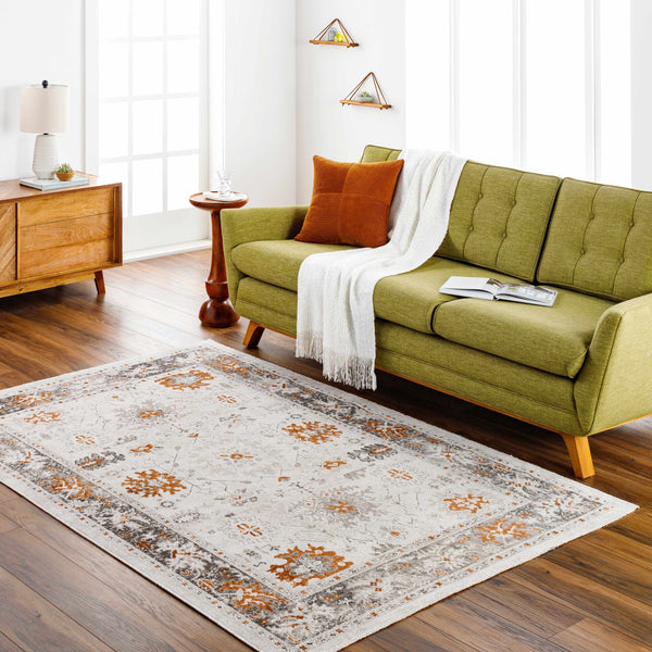 Arwel Cream & Rust Washable Area Rug - Clearance