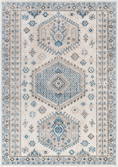 Cain Cream & Blue Washable Area Rug - Clearance