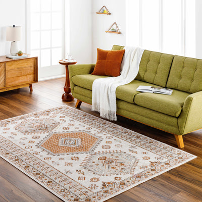 Cain Cream & Rust Washable Area Rug - Clearance