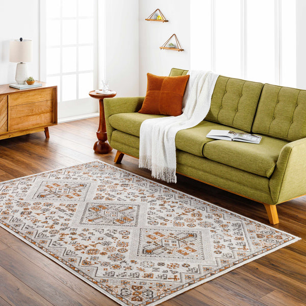 Meja Cream & Rust Washable Area Rug - Clearance