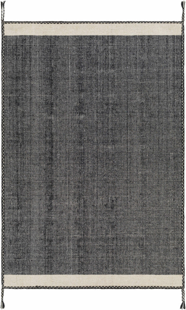 Ailie Bordered Charcoal Wool Rug