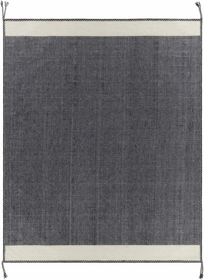 Ailie Bordered Charcoal Wool Rug