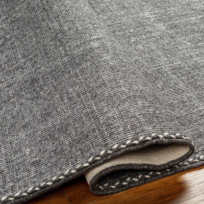 Ailie Bordered Charcoal Wool Rug