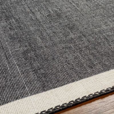 Ailie Bordered Charcoal Wool Rug