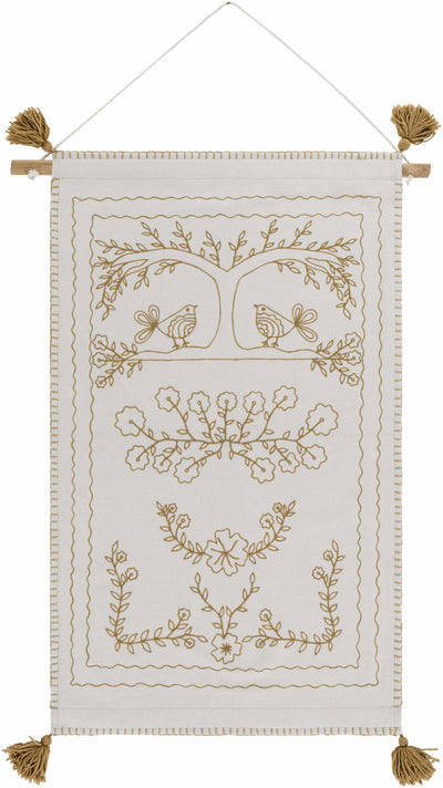 Schaffer Golden Embroidered Floral Wall Hanging