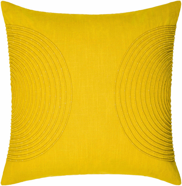 Makai Mustard Embroidered Circles Accent Pillow