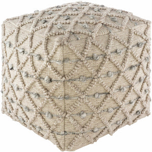 Serpentine Taupe Hand Woven Pouf