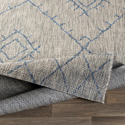 Shadow Gray/Blue Trellis Boho Rug - Clearance