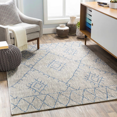 Shadow Gray/Blue Trellis Boho Rug - Clearance