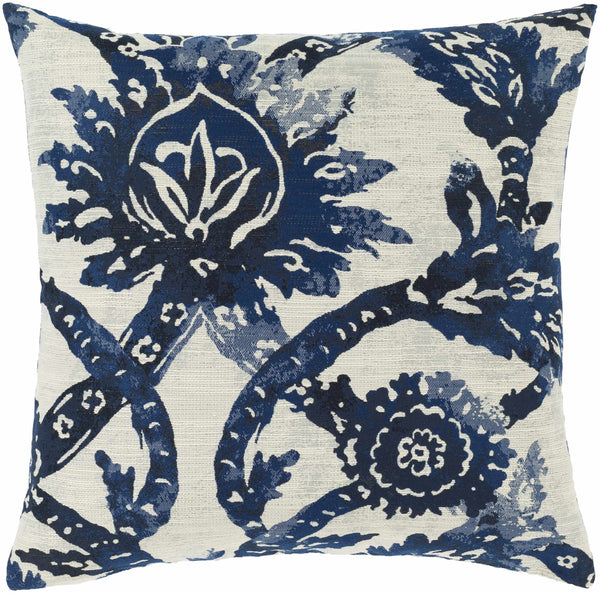 Shongaloo Navy Floral Patterned Throw Pillow