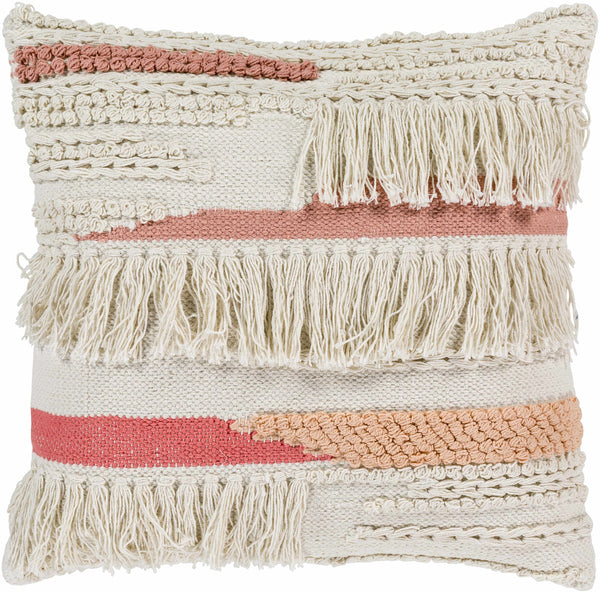 Shoup Beige Pink Textured Throw Pillow