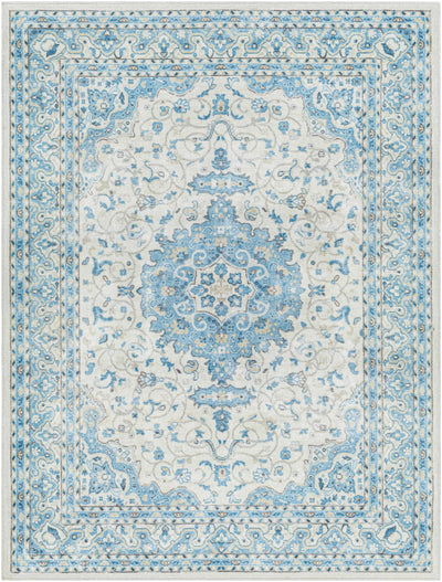 Farai Silver Blue Medallion Area Rug