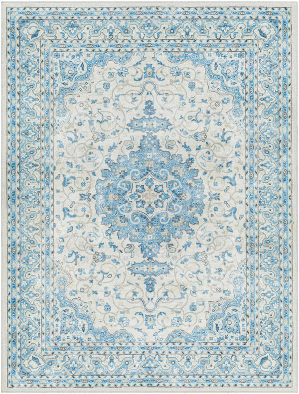 Farai Silver Blue Medallion Area Rug