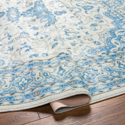 Farai Silver Blue Medallion Area Rug