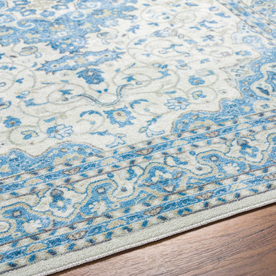 Farai Silver Blue Medallion Area Rug