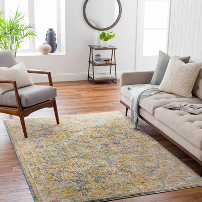 Ange Cream & Blue Area Rug