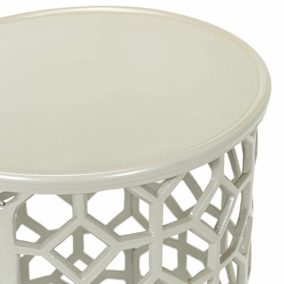 Sinuknipan Geometric White Metal End Table