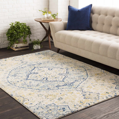 Ivory Teal Ojus Area Rug - Clearance