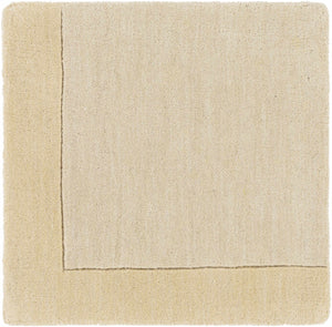 Bordered Solid Beige Wool Rug