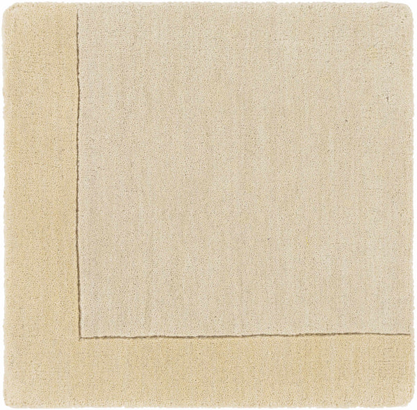 Bordered Solid Beige Wool Rug