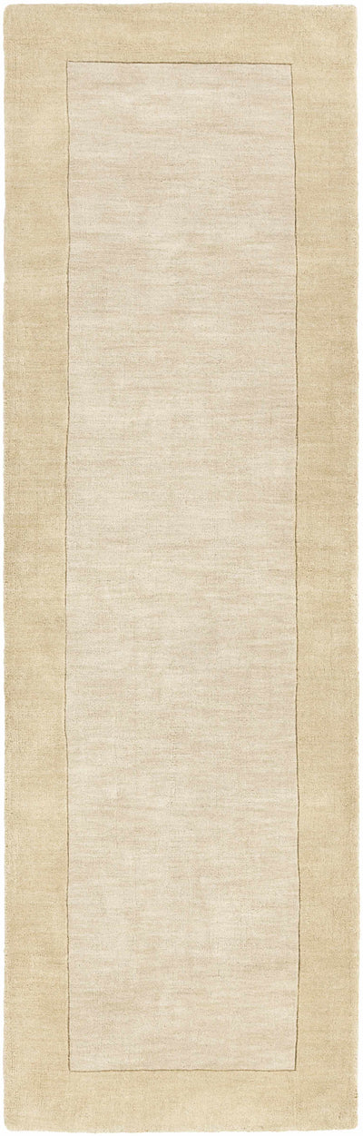 Bordered Solid Beige Wool Rug