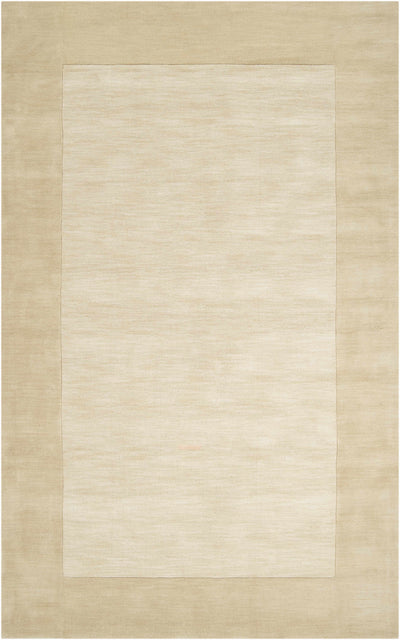 Bordered Solid Beige Wool Rug