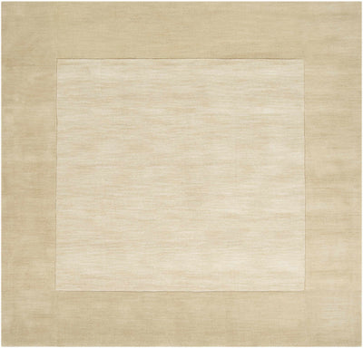 Bordered Solid Beige Wool Rug