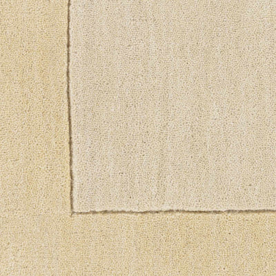 Bordered Solid Beige Wool Rug