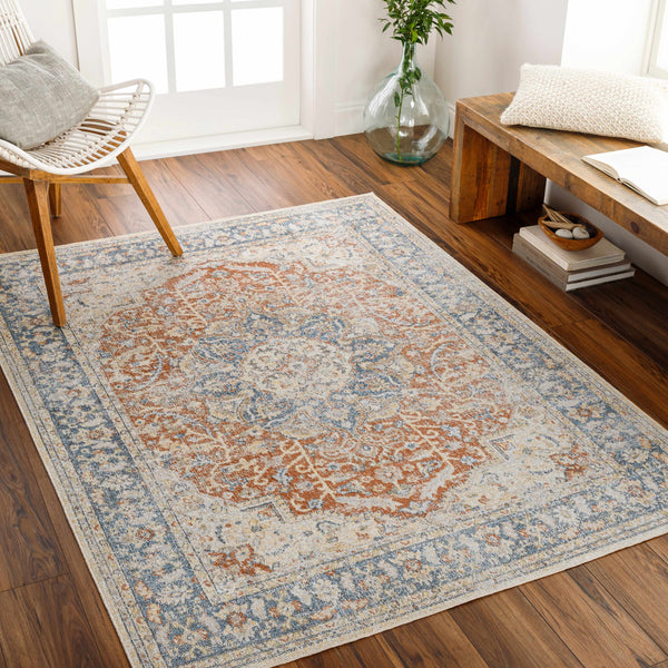 Emke Rust Washable Area Rug - Clearance