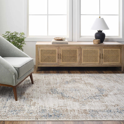 Kosta Beige & Blue Medallion Area Rug