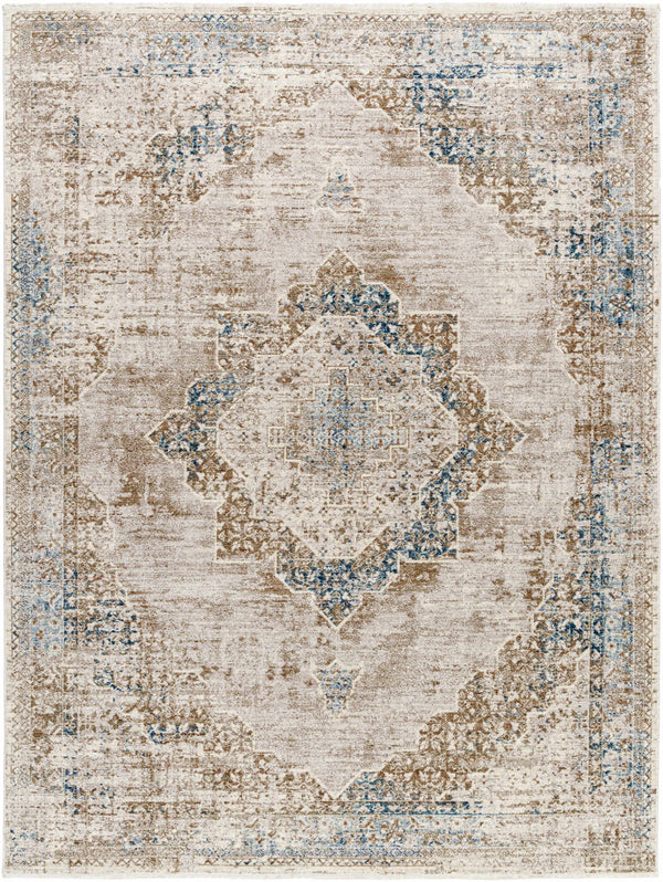 Kosta Beige & Blue Medallion Area Rug