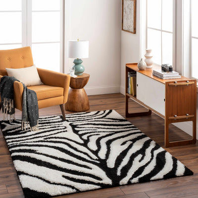 Dysis Black & White Zebra Print Area Rug