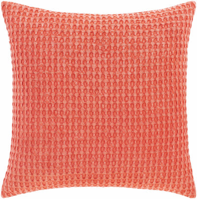 Solvang Textured Coral Cotton Square Throw Pillow