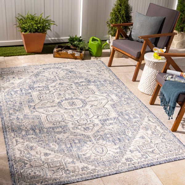 Aure Beige & Blue Indoor & Outdoor Rug - Clearance