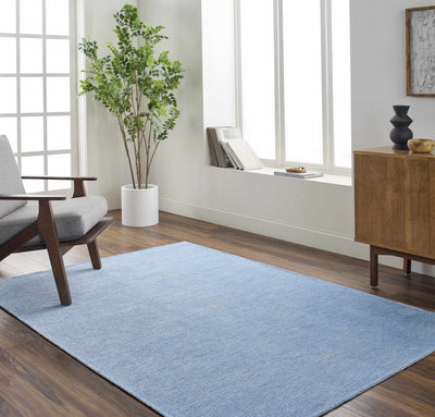 Isako Blue Solid Washable Area Rug