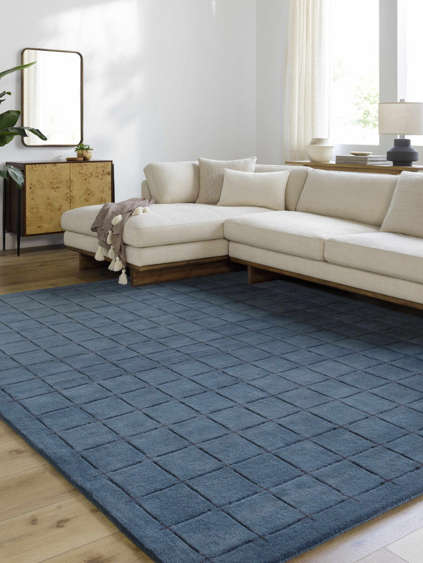 Sanvi Navy Wool Area Rug