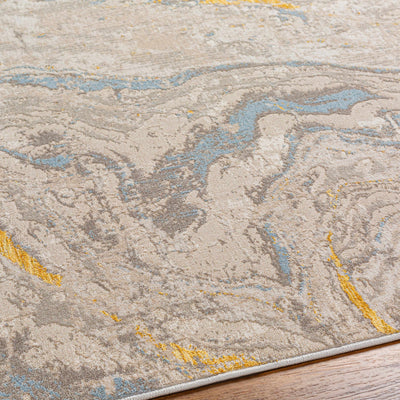 Beige Blue Akins Marble Rug - Clearance