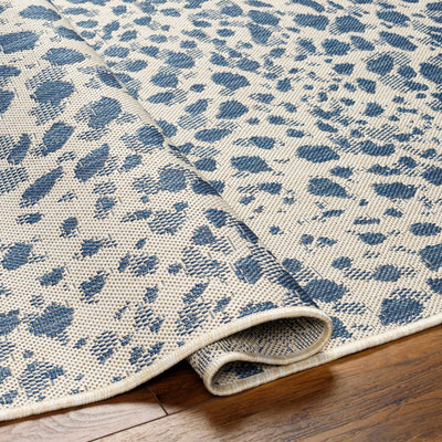 Erno Blue Leopard Print Area Rug