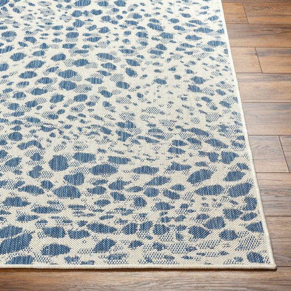 Erno Blue Leopard Print Area Rug