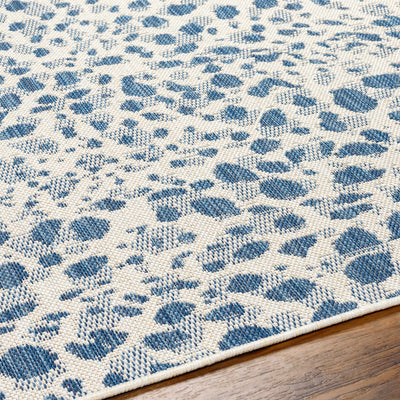 Erno Blue Leopard Print Area Rug