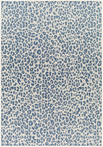 Garbo Blue Leopard Print Area Rug