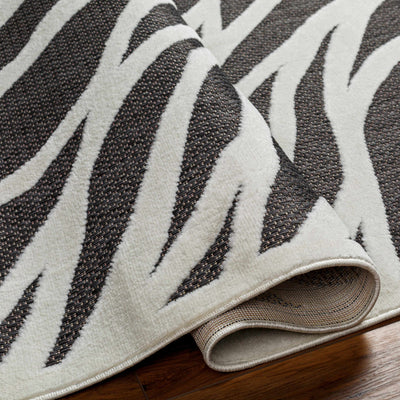 Astra Zebra Print Black Outdoor Rug - Clearance