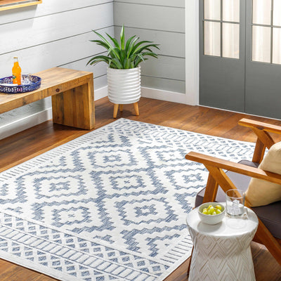 Feya Blue & Cream Outdoor Rug - Clearance