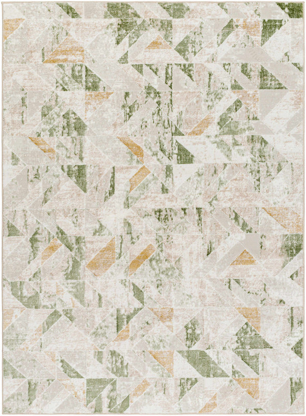 Gonca Green Geometric Area Rug