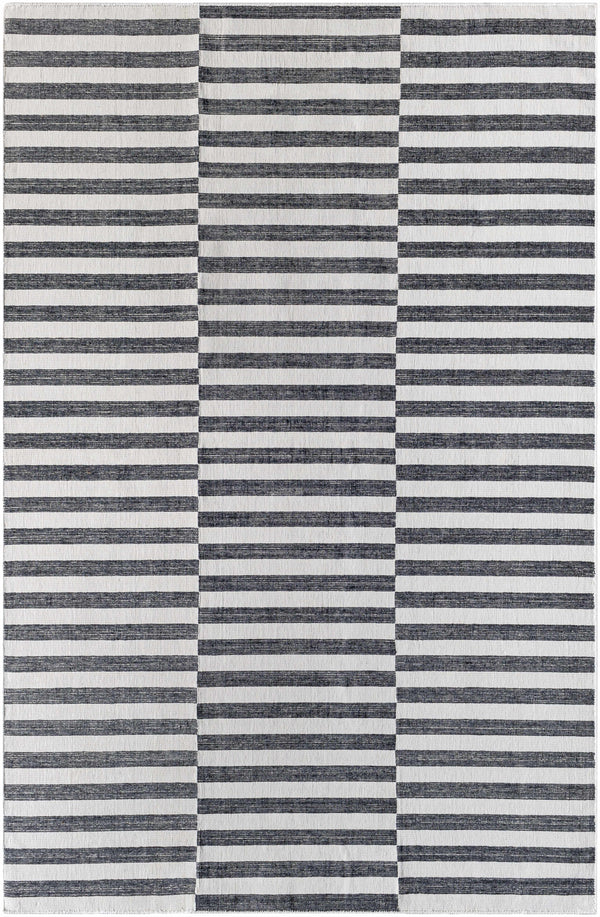 Melva Black & White Striped Area Rug