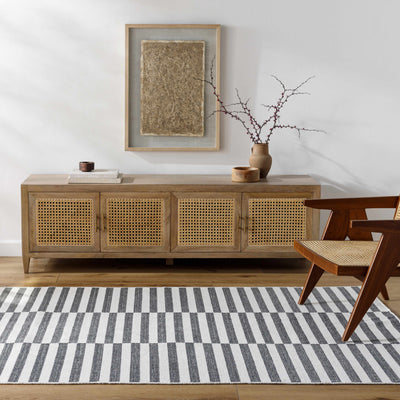 Melva Black & White Striped Area Rug