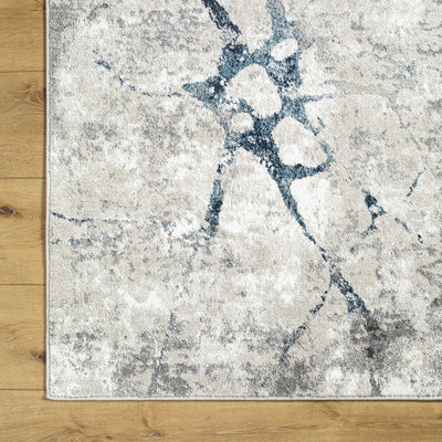 Kynan Gray & Blue Marble Area Rug - Clearance